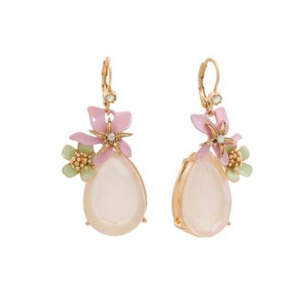 Betsey Johnson Tropical Flower Teardrop and Starfish Earrings Pink NWT - Picture 2 of 9